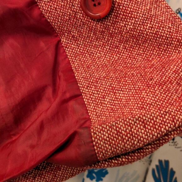 Mudd Red + White Hooded Double Breasted Wool Blend Peacoat - Picture 13 of 15